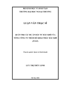 Luận văn Quản trị các dự án đầu tư dầu khí của tổng công ty thăm dò khai thác dầu khí (pvep)