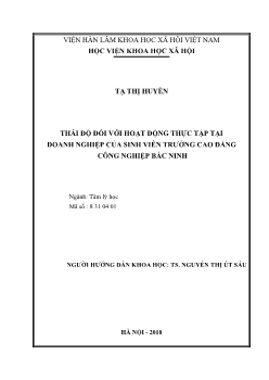 Luận văn Thái độ đối với hoạt động thực tập tại doanh nghiệp của sinh viên trường cao đẳng công nghiệp Bắc Ninh