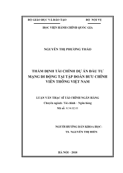 Luận văn Thẩm định tài chính dự án đầu tư mạng di động tại tập đoàn bưu chính viễn thông Việt Nam