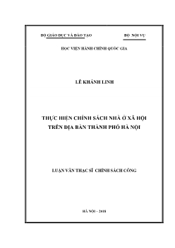 Luận văn Thực hiện chính sách nhà ở xã hội tại địa bàn thành phố Hà Nội