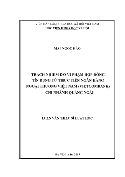 Luận văn Trách nhiệm do vi phạm hợp đồng tín dụng từ thực tiễn ngân hàng ngoại thương Việt Nam (vietcombank) – Chi nhánh Quảng Ngãi