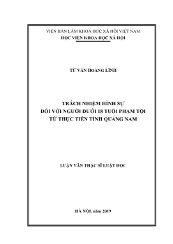 Luận văn Trách nhiệm hình sự đối với người dưới 18 tuổi phạm tội từ thực tiễn tỉnh Quảng Nam