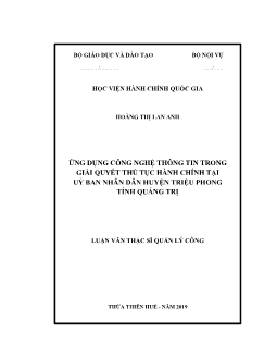 Luận văn Ứng dụng công nghệ thông tin trong giải quyết thủ tục hành chính tại uỷ ban nhân dân huyện Triệu Phong tỉnh Quảng Trị