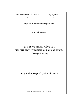 Luận văn Xây dựng khung năng lực của chủ tịch ủy ban nhân dân cấp huyện, tỉnh Quảng Trị