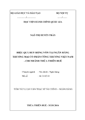 Tóm tắt Luận văn Hiệu quả huy động vốn tại ngân hàng thương mại cổ phần công thương Việt Nam - Chi nhánh Thừa Thiên Huế