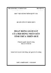 Tóm tắt Luận văn Hoạt động giám sát của hội đồng nhân dân tỉnh Thừa Thiên Huế