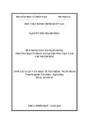Tóm tắt Luận văn Huy động vốn tại ngân hàng thương mại cổ phần ngoại thương Việt Nam chi nhánh Huế