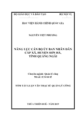 Tóm tắt Luận văn Năng lực cán bộ ủy ban nhân dân cấp xã, huyện Sơn Hà, tỉnh Quảng Ngãi