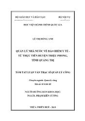 Tóm tắt Luận văn Quản lý nhà nước về bảo hiểm y tế - Từ thực tiễn huyện Triệu Phong, tỉnh Quảng Trị