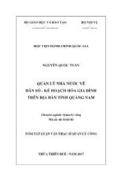 Tóm tắt Luận văn Quản lý nhà nước về dân số - Kế hoạch hóa gia đình trên địa bàn tỉnh Quảng Nam