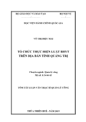 Tóm tắt Luận văn Tổ chức thực hiện luật BHYT trên địa bàn tỉnh Quảng Trị