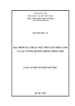 Luận án Đặc điểm của thuật ngữ thủy sản Tiếng Anh và các tương đương trong Tiếng Việt