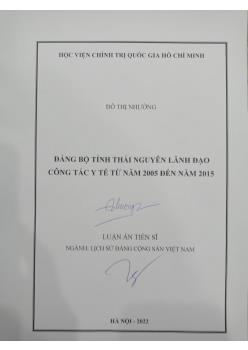 Luận án Đảng bộ tỉnh Thái Nguyên lãnh đạo công tác y tế từ năm 2005 đến năm 2015