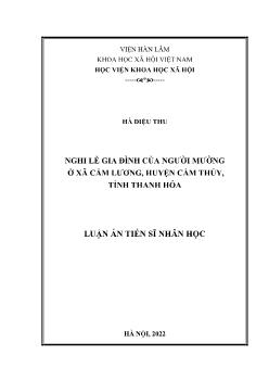 Luận án Nghi lễ gia đình của người Mường ở xã Cẩm Lương, huyện Cẩm Thủy, tỉnh Thanh Hóa