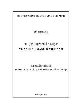 Luận án Thực hiện pháp luật về an ninh mạng ở Việt Nam