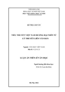 Luận án Tiểu thuyết Việt Nam đương đại nhìn từ lý thuyết liên văn bản