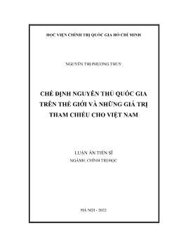Luận án Chế định nguyên thủ quốc gia trên thế giới và những giá trị tham chiếu cho Việt Nam