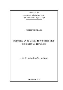 Luận án Đối chiếu ẩn dụ ý niệm trong khẩu hiệu tiếng Việt và tiếng Anh