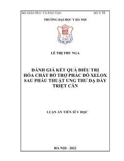 Luận án Đánh giá kết quả điều trị hóa chất bổ trợ phác đồ Xelox sau phẫu thuật ung thư dạ dày triệt căn