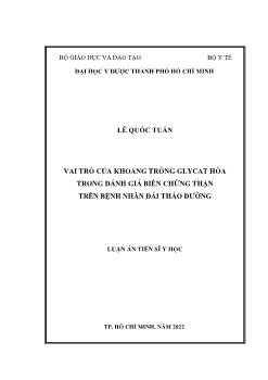 Luận án Vai trò của khoảng trống Glycat hóa trong đánh giá biến chứng thận trên bệnh nhân đái tháo đường