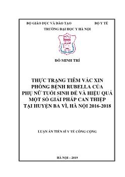Luận án Thực trạng tiêm vắc xin phòng bệnh rubella của phụ nữ tuổi sinh đẻ và hiệu quả một số giải pháp can thiệp tại huyện Ba Vì Hà Nội, 2016-2018
