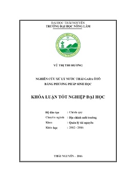 Luận văn Nghiên cứu xử lý nước thải gara ô tô bằng phương pháp sinh học