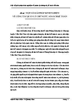 SKKN Một số giải pháp kinh nghiệm về công tác quản lý chứng từ, sổ sách kế toán