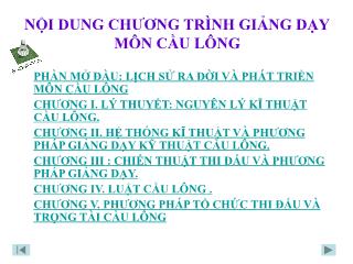 Bài giảng Kĩ thuật đánh cầu lông