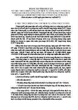 Báo cáo tham luận về việc Thực hiện cung cấp dịch vụ công trực tuyến và nâng cao chất lượng công tác tuyển dụng công chức thông qua hình thức thi trực tuyến tại Thành phố Hà Nội