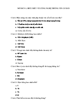 Bộ câu hỏi trắc nghiệm ôn thi công chức, viên chức theo chuẩn CNTT môn Tin học năm 2018 (Có đáp án)