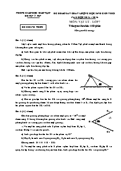 Đề khảo sát chất lượng học sinh giỏi THCS Vật lí Lớp 7 - Năm học 2015-2016 - Phòng GD&ĐT huyện Ý Yên (Có đáp án)