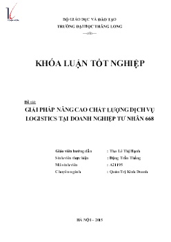 Đề tài Giải pháp nâng cao chất lượng dịch vụ Logistics tại doanh nghiệp tư nhân 668