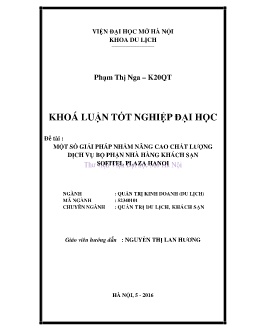 Đề tài Một số giải pháp nhằm nâng cao chất lượng dịch vụ bộ phận nhà hàng Khách sạn Sofitel Plaza Hanoi