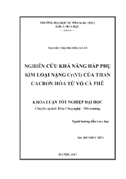 Đề tài Nghiên cứu khả năng hấp phụ kim loại nặng Cr(VI) của than cacbon hóa từ vỏ cà phê