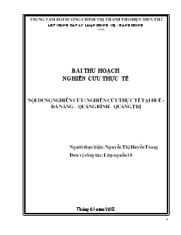 Đề tài Nghiên cứu thực tế tại Huế - Đà Nẵng - Quảng Bình - Quảng Trị