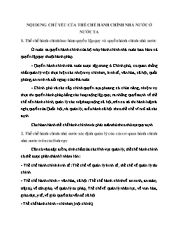 Đề tài Nội dung chủ yếu của thể chế hành chính nhà nước ở nước ta