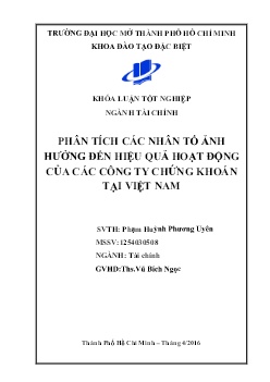 Đề tài Phân tích các nhân tố ảnh hưởng đến hiệu quả hoạt động của các công ty Chứng khoán tại Việt Nam