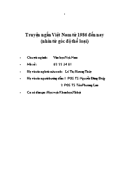 Đề tài Truyện ngắn Việt Nam từ 1986 đến nay (nhìn từ góc độ thể loại)