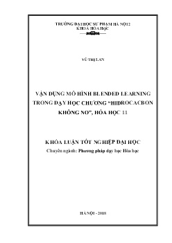 Đề tài Vận dụng mô hình Blended Learning trong dạy học chương “Hiđrocacbon không no”, Hóa học 11