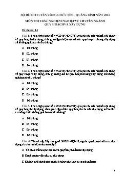 Đề thi tuyển công chức tỉnh Quảng Bình năm 2106 - Trắc nghiệm Nghiệp vụ chuyên ngành quy hoạch và xây dựng - Đề số 14