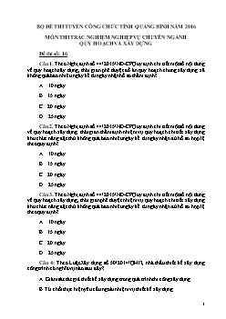 Đề thi tuyển công chức tỉnh Quảng Bình năm 2106 - Trắc nghiệm Nghiệp vụ chuyên ngành quy hoạch và xây dựng - Đề số 16