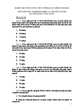 Đề thi tuyển công chức tỉnh Quảng Bình năm 2106 - Trắc nghiệm Nghiệp vụ chuyên ngành quy hoạch và xây dựng - Đề số 18