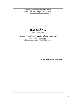 Giáo trình Sự học và sự phát triển tâm lý trẻ em lứa tuổi Mầm non 1