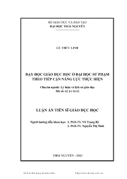 Luận án Dạy học giáo dục ở Đại học Sư phạm theo tiếp cận năng lực thực hiện