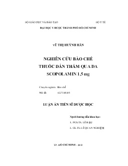 Luận án Nghiên cứu bào chế thuốc dán thấm qua da Scopolamin 1,5 mg