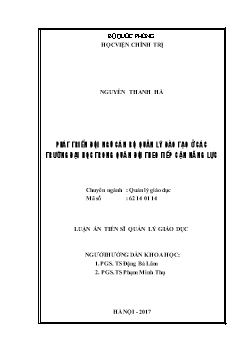 Luận án Phát triển đội ngũ cán bộ quản lý đào tạo ở các trường Đại học trong quân đội theo tiếp cận năng lực