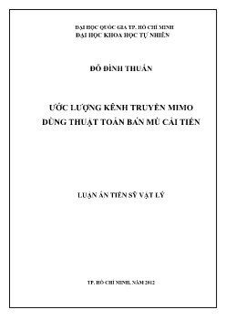 Luận án Ước lượng kênh truyền mimo dùng thuật toán mù cải tiến