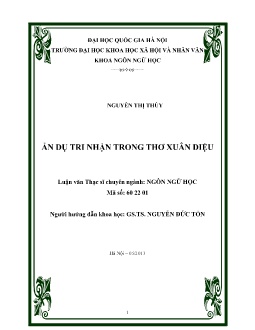 Luận văn Ẩn dụ tri nhận trong thơ Xuân Diệu