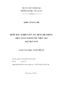 Luận văn Bước đầu nghiên cứu xây dựng hệ thống truy xuất nguồn gốc thủy sản tại Việt Nam