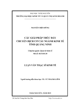 Luận văn Các giải pháp thúc đẩy chuyển dịch cơ cấu ngành kinh tế tỉnh Quảng Ninh